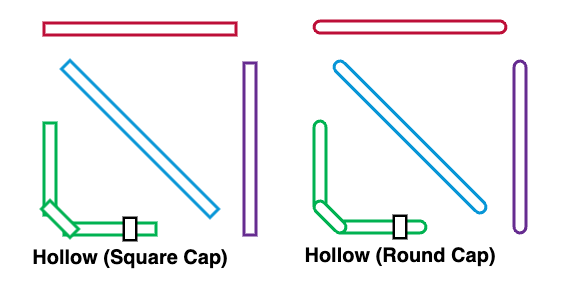 Side-by-side comparison of two different possible ways of drawing the Hollow line style. I think a square line cap will see more use. What do you think?