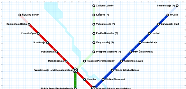 Minsk, with planned extensions. Map credit: https://metromapmaker.com/map/0hdx6N1i